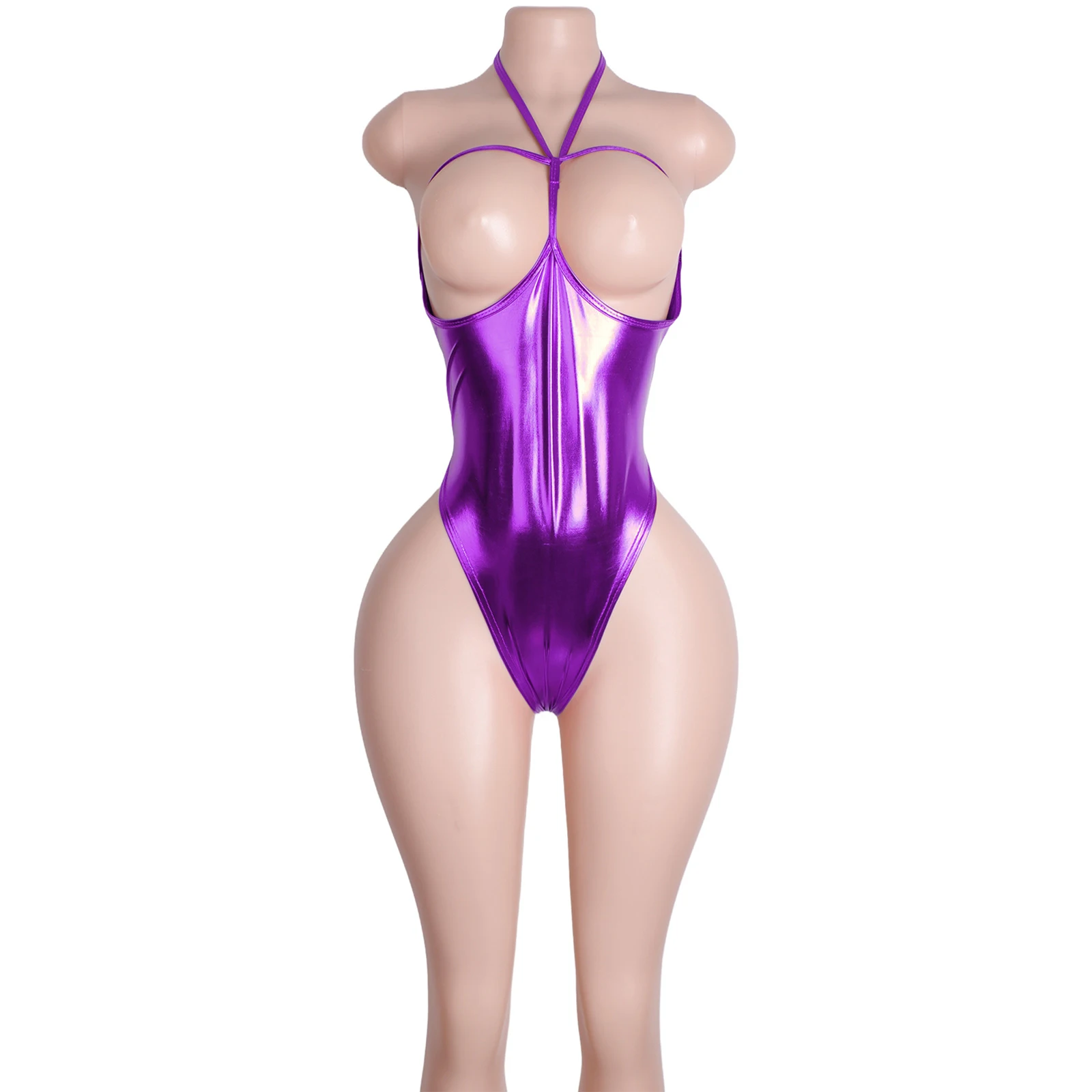 Lace-up eendelige lakleren string exotische danskleding stripper outfits prestatiekleding clubwear strass bodysuits festival