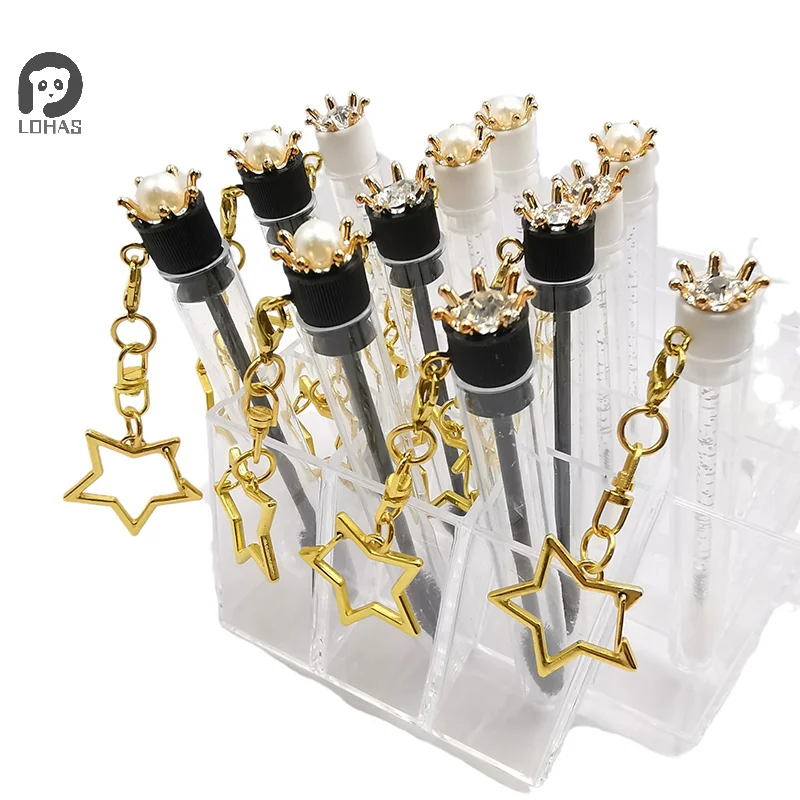 Brosse à cils en Tube de couronne de diamant, brosse à sourcils, brosse de maquillage réutilisable, anti-poussière, outil d'extension de cils, tige en cristal, 1 pièces