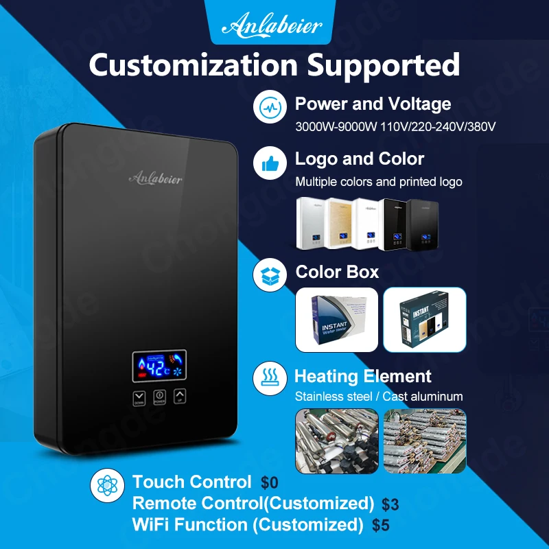 Smart Control Easy to Use China Instant Hot Shower Tankless Electric Mini Water Heater for Bathroom Shower Small Sink
