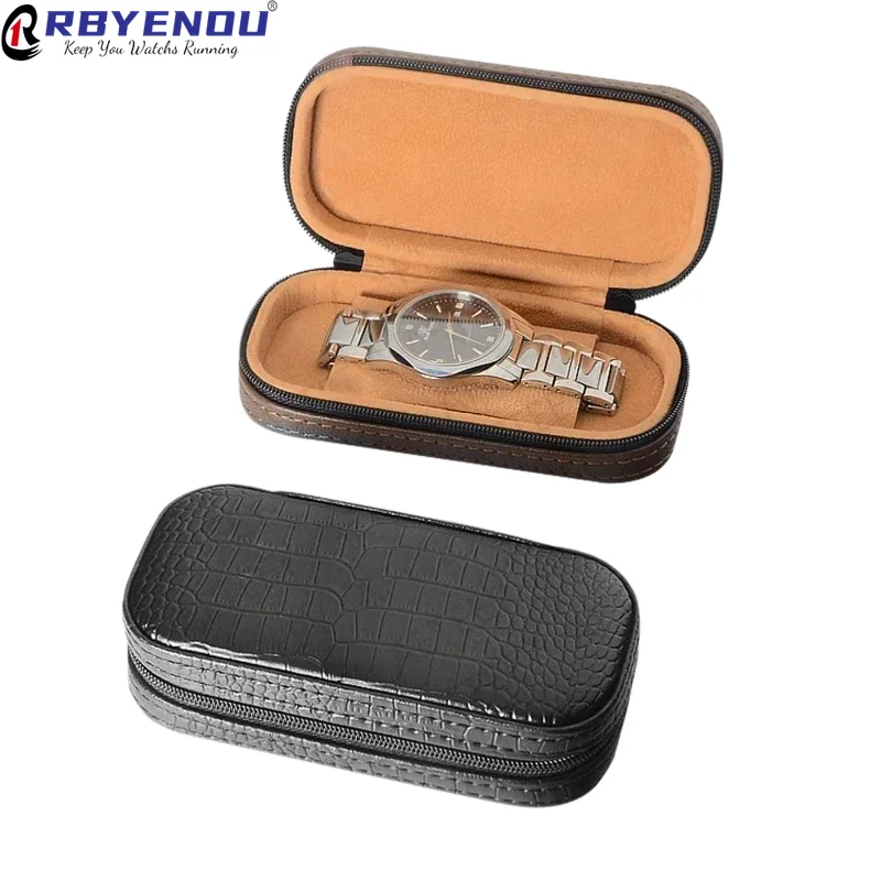 OEM Portable Watch Case Mini Small Watch Storage Tourist Zipper Bag Business Trip Watch Storage Bag Box Free Custom Logo Text