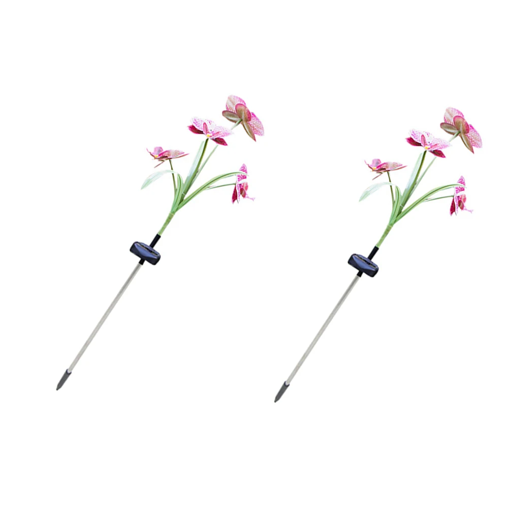 

2pcs Solar Lawn Phalaenopsis Led Flower Stake Light Outdoor Decorative Garden Lights Waterproof 600Mah Rechargeable