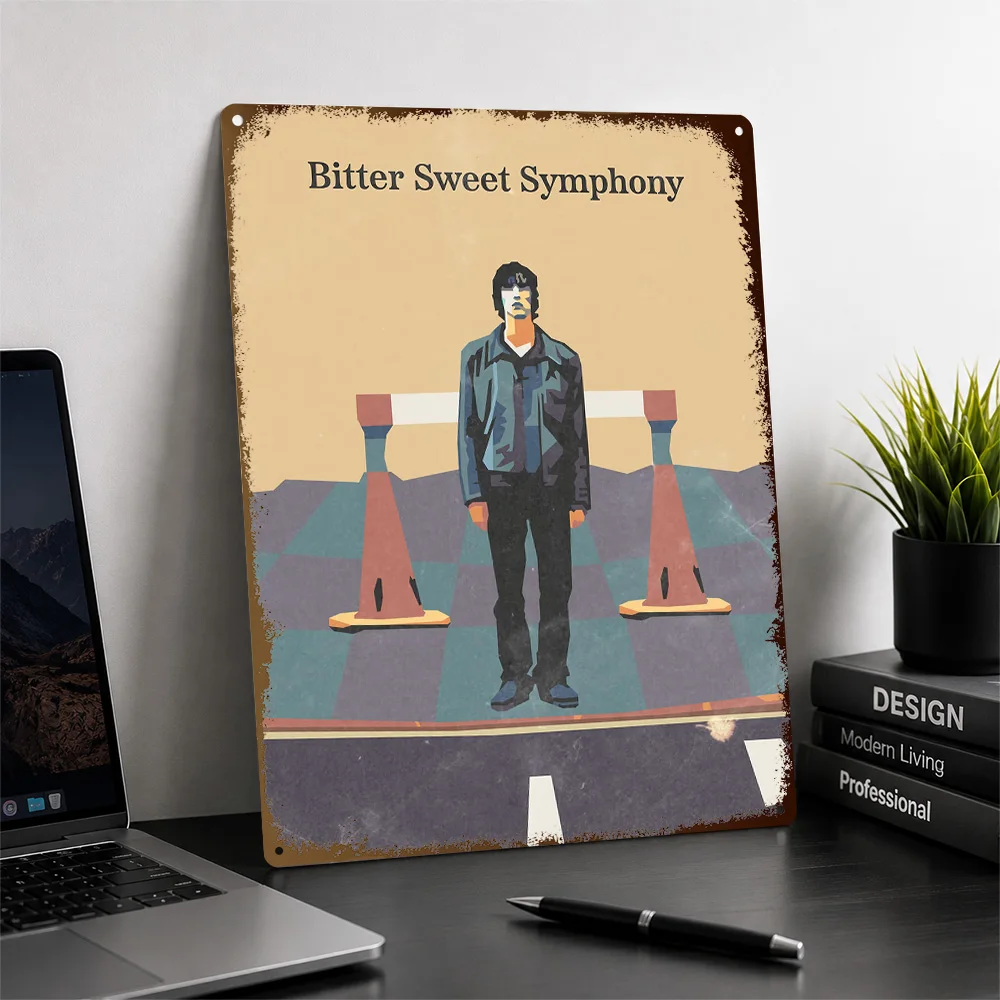 Bitter Sweet Symphony Street Portrait Aluminum Poster Geometric Wall Art For Listening Room Customized Metal Sign Birthday Gift