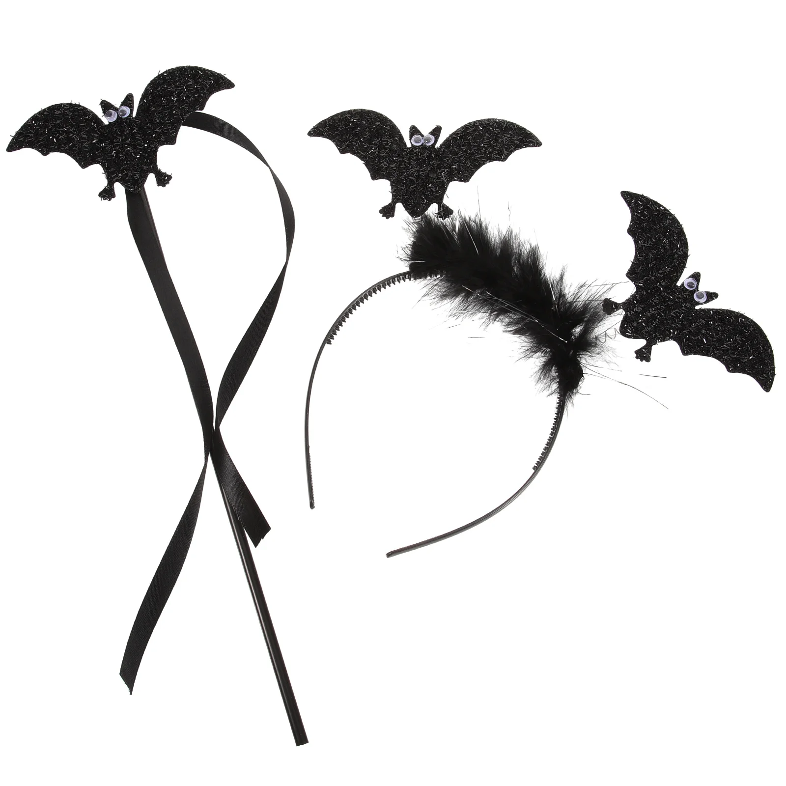 مجموعة عصابة رأس وعصا الخفافيش إكسسوار أزياء الهالوين للنساء والفتيات وحفلات الهالوين وعصابة رأس الخفافيش #5