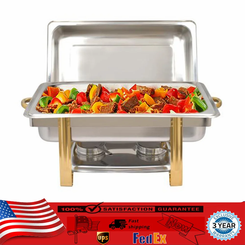 

Chafer Warmer Chafing Dish Sets Stainless Steel 9L Buffet Catering Pans Folding Frame