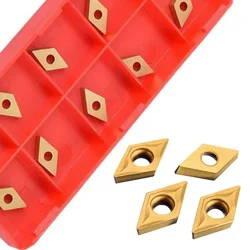 10 pezzi DCMT 070204   Lame YBC251 Inserti in metallo duro dorato Taglierina per tornio CNC per barra di alesatura per utensili da tornio 7 x 7 x 2 mm