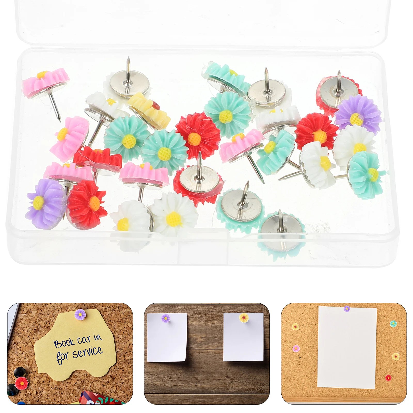 30 قطعة زهرة الايبوكسي دبابيس ضغط 1.3x1.3 سنتيمتر الملونة الإبداعية Thumbtacks للمنزل مكتب لوحة الإعلانات Corkboard استخدام