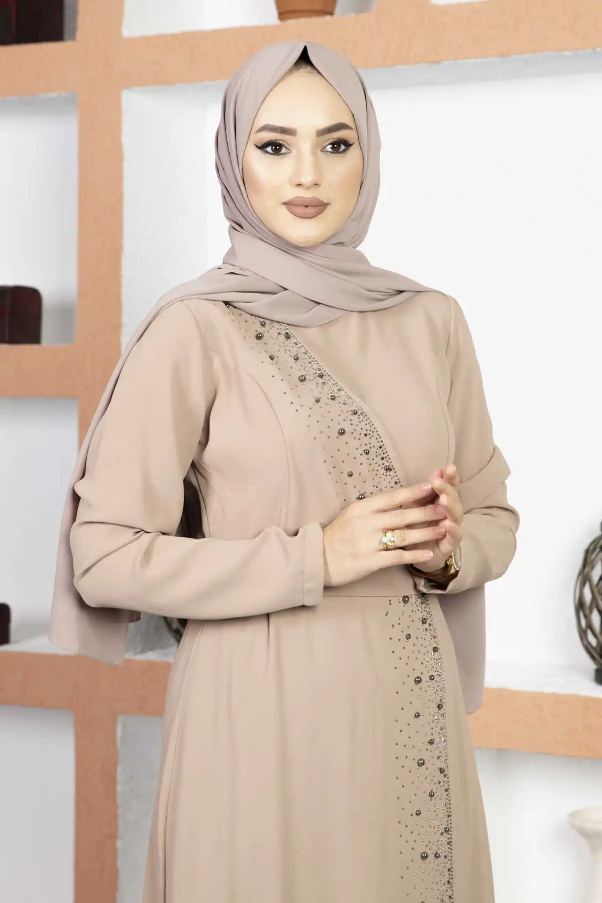 Stone Detailed Islamic Clothing Evening Dress Abaya 2022 New Season Muslım Dubai 2022 Hijab Ramadan Djellaba Femme Morocco Robe