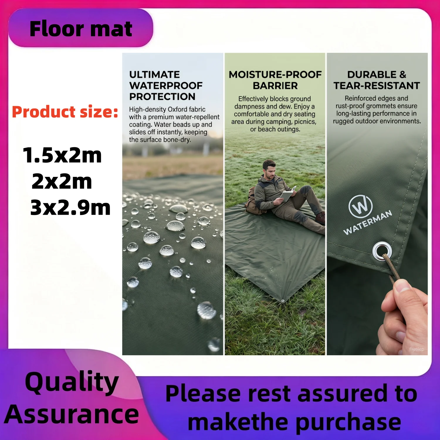 Hammock Rain Fly Waterproof Tarp Camping Tent Footprint Ground Cloth Backpacking Tarp Camp Shelter Sunshade Mat for Outdoor