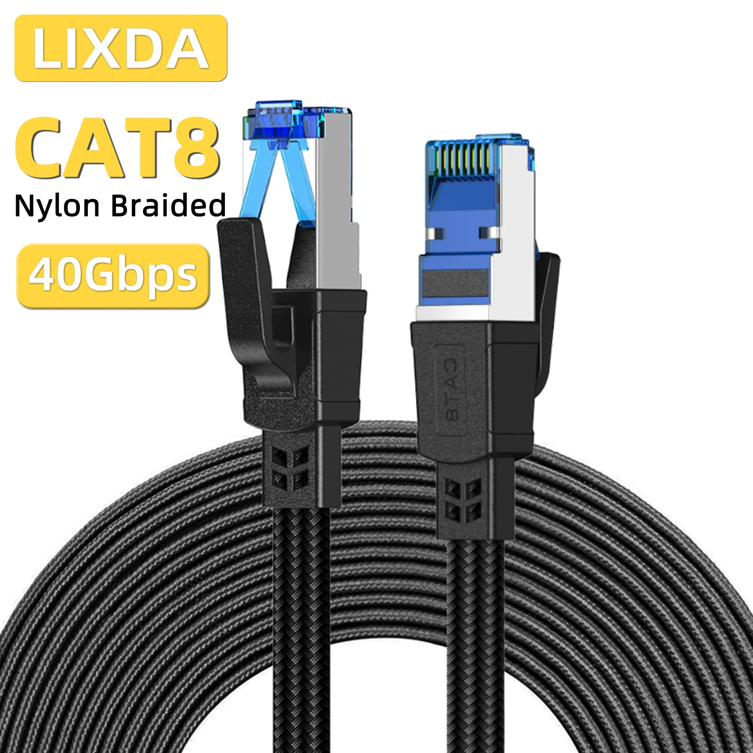 High Speed Cat 8 Ethernet Cable 40Gbps 2000MHz SSTP RJ45 Network Internet Lan Patch Cord for Laptops PS5 Router Cat8 Cable