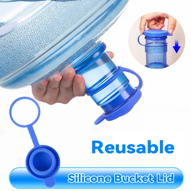 

2025 New 1Pcs Silicone Reusable Water Jug Cover Caps with Inner Plug Durable Water Bottle Replacement Lid Non-Spill Bottle Caps