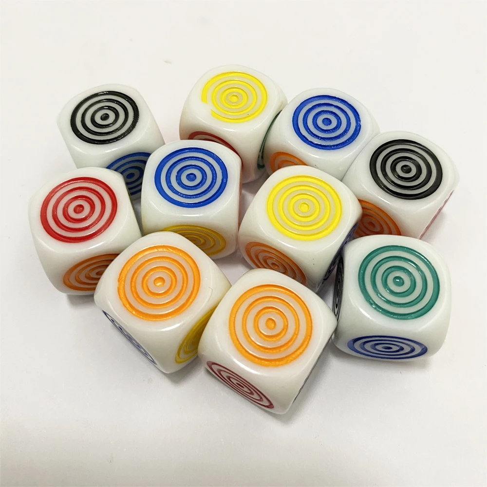 

10Pcs/set 16mm 6 Sided Circle Carved Lines D6 Dice Funny Puzzle Board Game Accessories