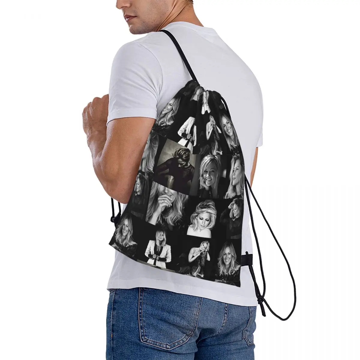 Helene Fischer Collage Backpacks Portable Drawstring Bags Sports Bag Book Bags for Man Woman Students