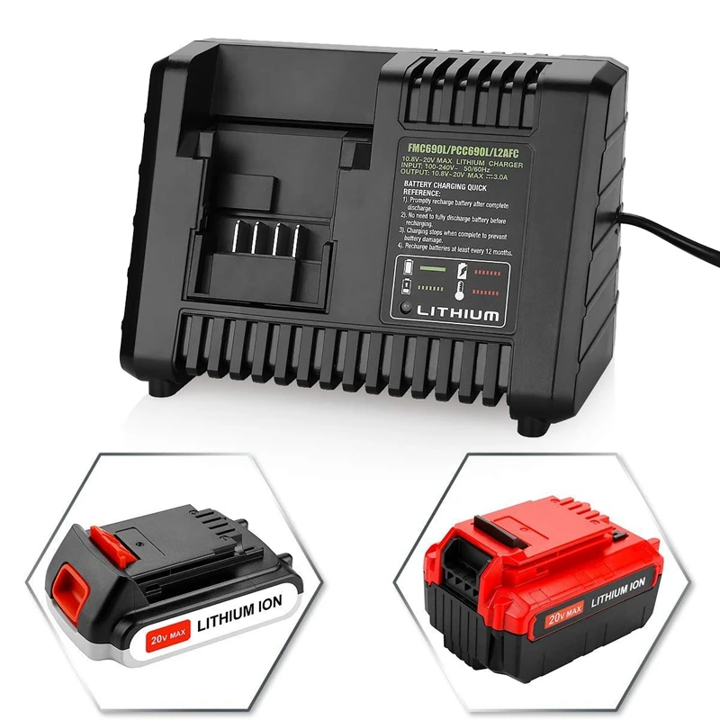 Quick change charger for charging cable 20V max. 20V Black & Decker/Porter-Cable Lithium Ion Battery and Charger Cable