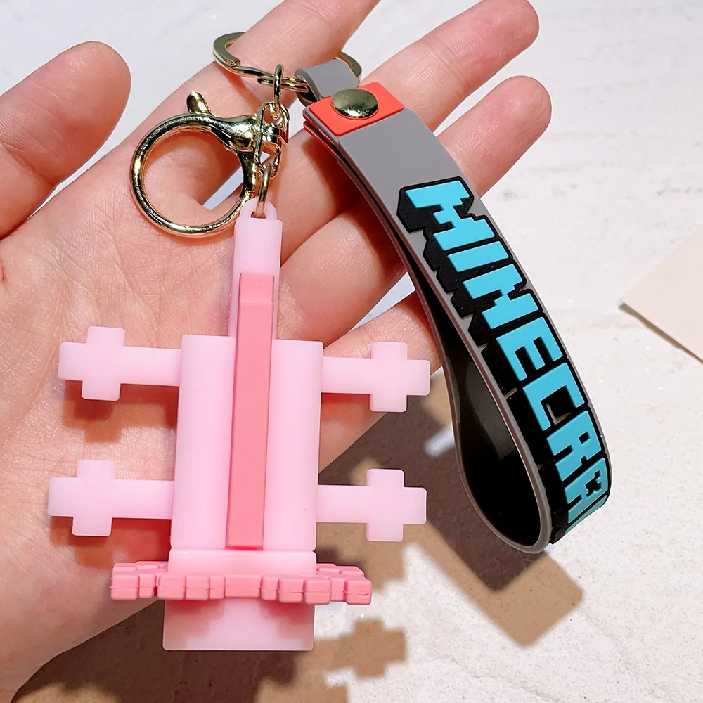 Hot Game Minecraft Figure Model Toys Pixel Keychain My World Cartoon Creeper Doll Silicone Pendant Keyring Car Backpack Key Gift