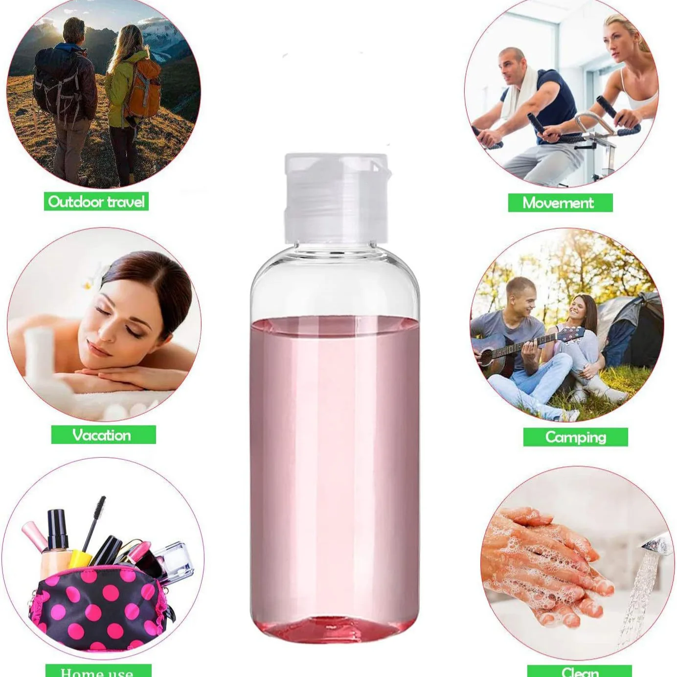 5PCS 100ML Hervulbare Lege Plastic Transparante Fles met Flip Cap Draagbare Squeeze Shampoo Conditioner Reizen Flessen