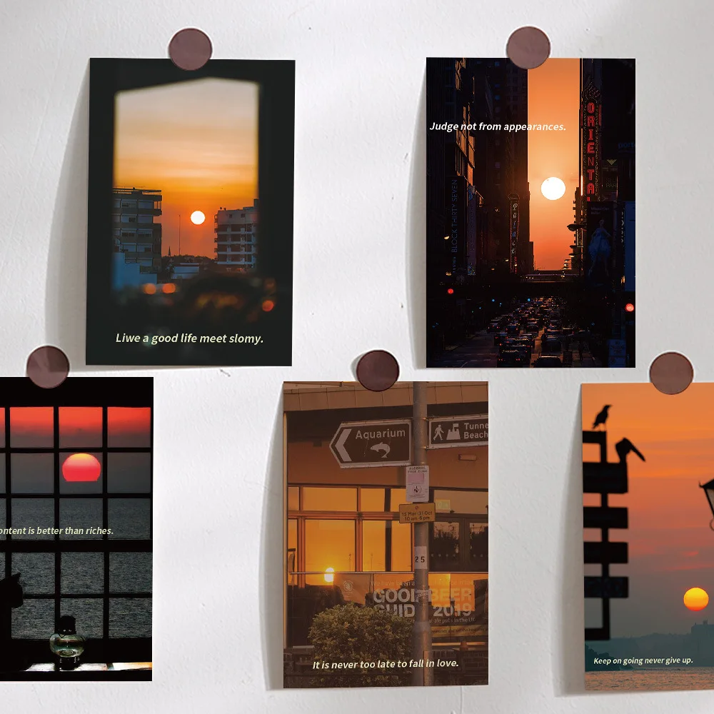 10Pcs/Set Sunset Photo Wall Collage Prints Aesthetic Landscape Poster Wall Stickers Room Posters Background Home Wall Decor