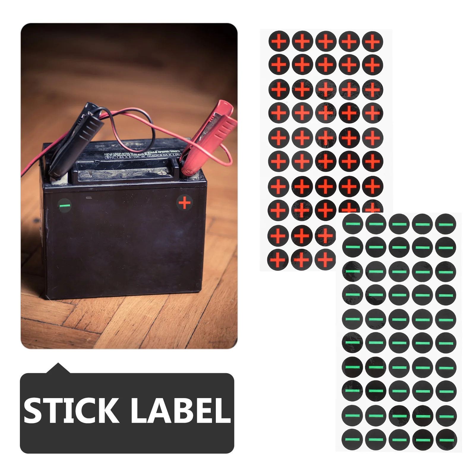 4 Sheets Polarity Label Stickers Waterproof Self Adhesive For Electric Box Machinery Panel Equipment Safety Warning