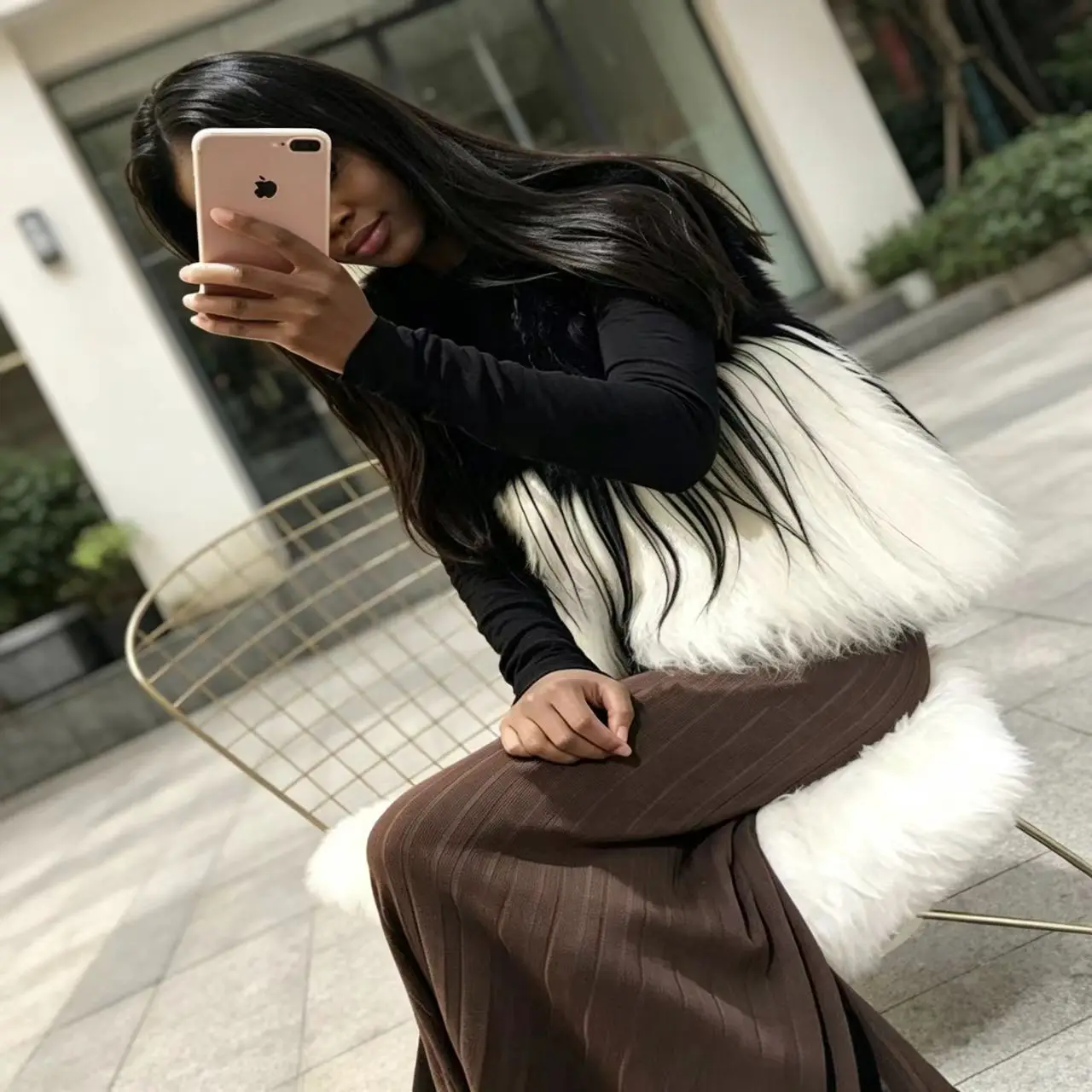 Women Real real raccoon Dog Fur Sheepskin Wool Short Coat Big Lapel Luxury Fluffy Thick Warm Black White Mixed Winter FurOuter - view 5