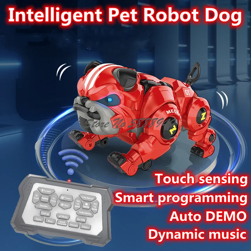 Chien robot télécommandé intelligent pour animaux de compagnie, détection tactile, compagnie interactive, programme intelligent, démonstration automatique, jouet robot RC, chant et danse