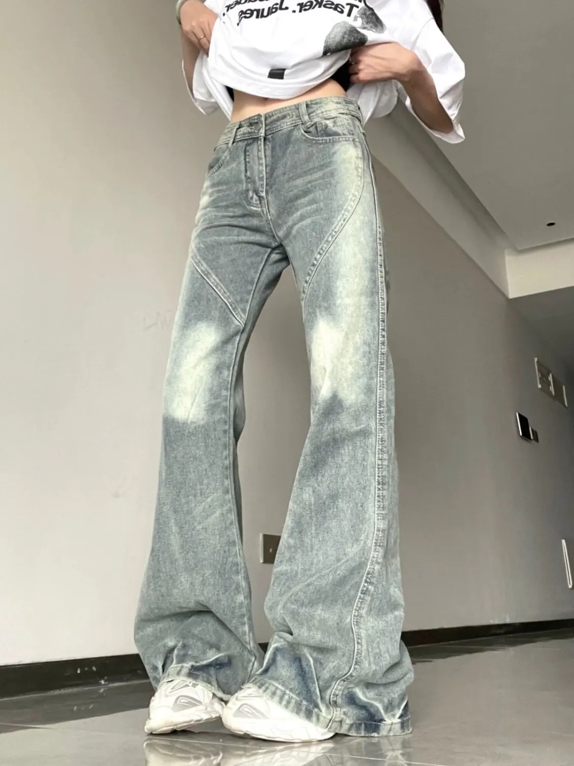 Women'S Palazzo Jeans Thermal Winter Warm Fleece Lined Thickened Cozy Plush Velvet Soft Comfortable Heavy Full Length Winter