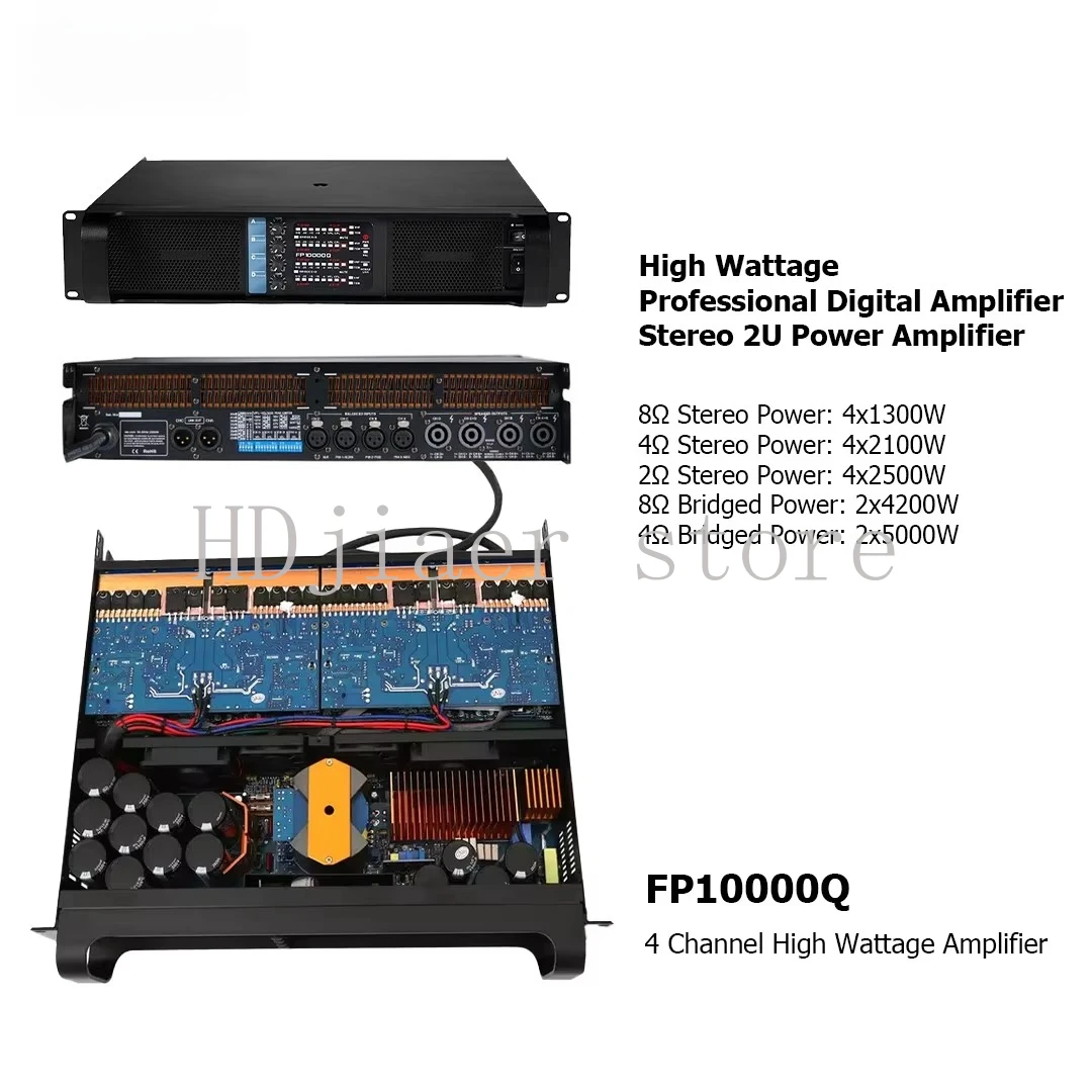 

FP10000Q 10000W RMS Digital Power Amplifier – 4-Channel 2500W×4 @ 2Ω High-Performance 2U Professional Stereo Amp