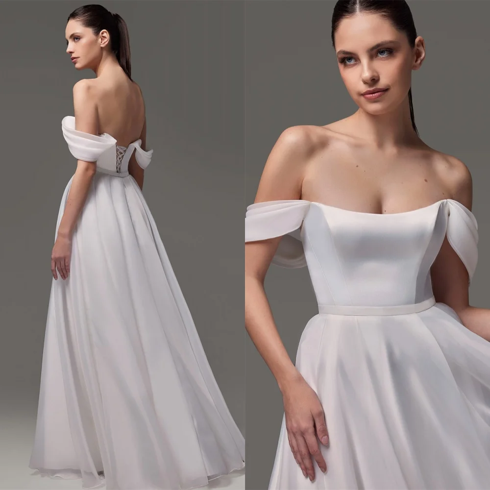 

Customized Romantic Wedding Dresses Luxury Off the Shoulder Heavy Industry Wedding Dresses Lace Up Back Special Occasion Gowns
