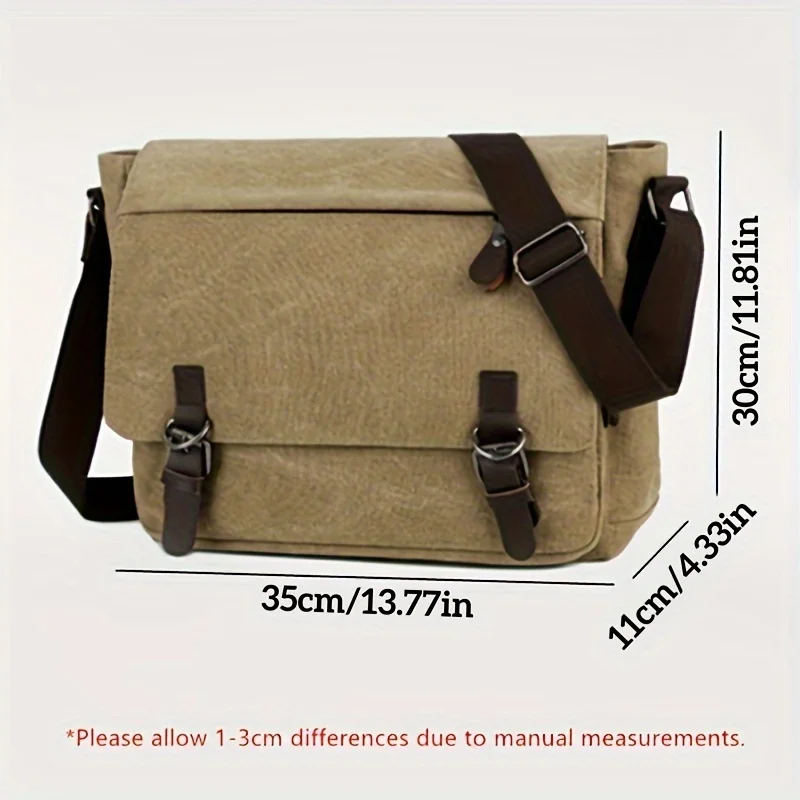 Retro Canvas Messenger-Tasche für Herren Große Laptop-Tasche Lässige Umhängetasche für Freizeitaktivitäten Tägliche Pendler-Tasche, Schultaschen College-Taschen – Detail 7