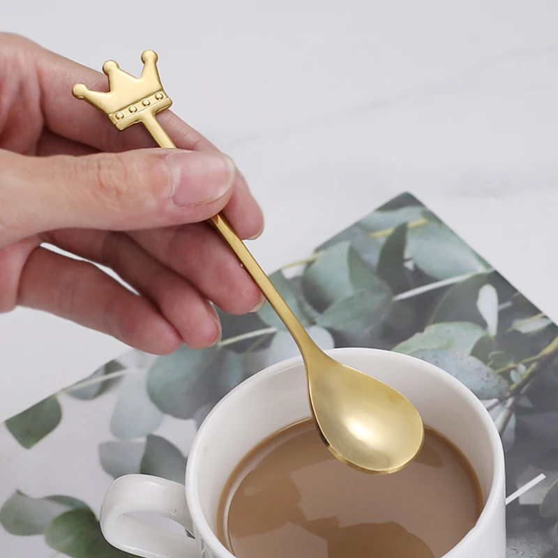 Stainless Steel Crown Spoon Dessert Spoon Bird Nest Spoon Stirring Spoon Creative Souvenir Spoon Coffee Spoon Ice Cream Spoon