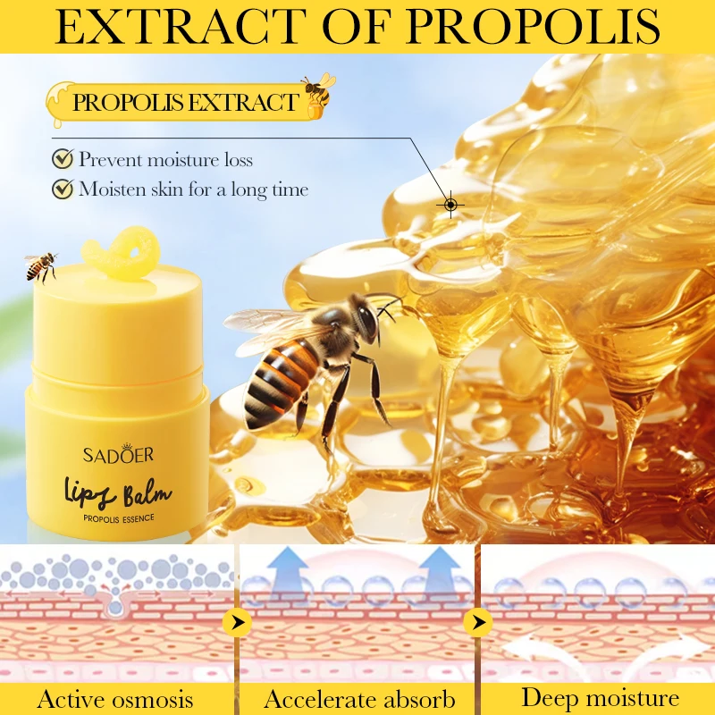 SADOER Propolis & Vitamin E بلسم الشفاه فيتامين E المغذي المكثف للشفاه المتشققة ترطيب العناية بالشفاه #2