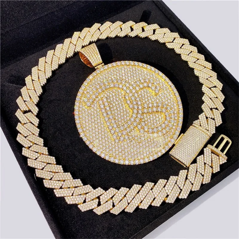 Customized Big Guy Iced Out Jewelry Bussdown Moissanite Diamond Chain for Man Round Initial Pendant S925 Necklace Made to Order