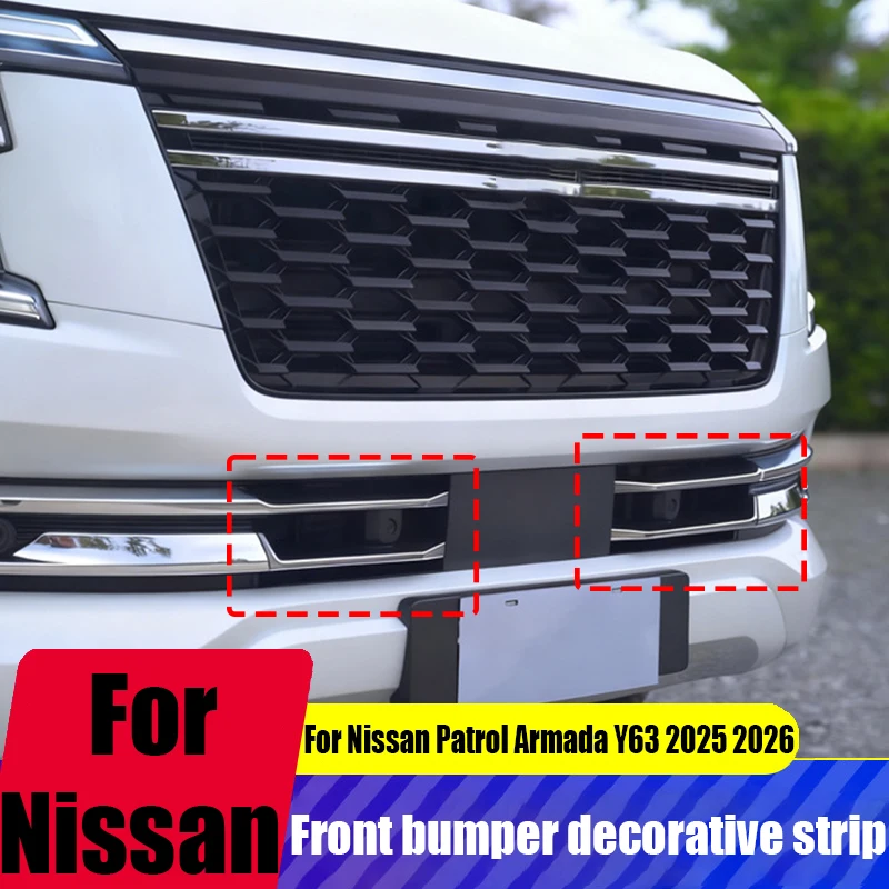 

For Nissan Patrol Armada Y63 2025 2026 modified car front bumper decorative strip automotive exterior accessories modified parts