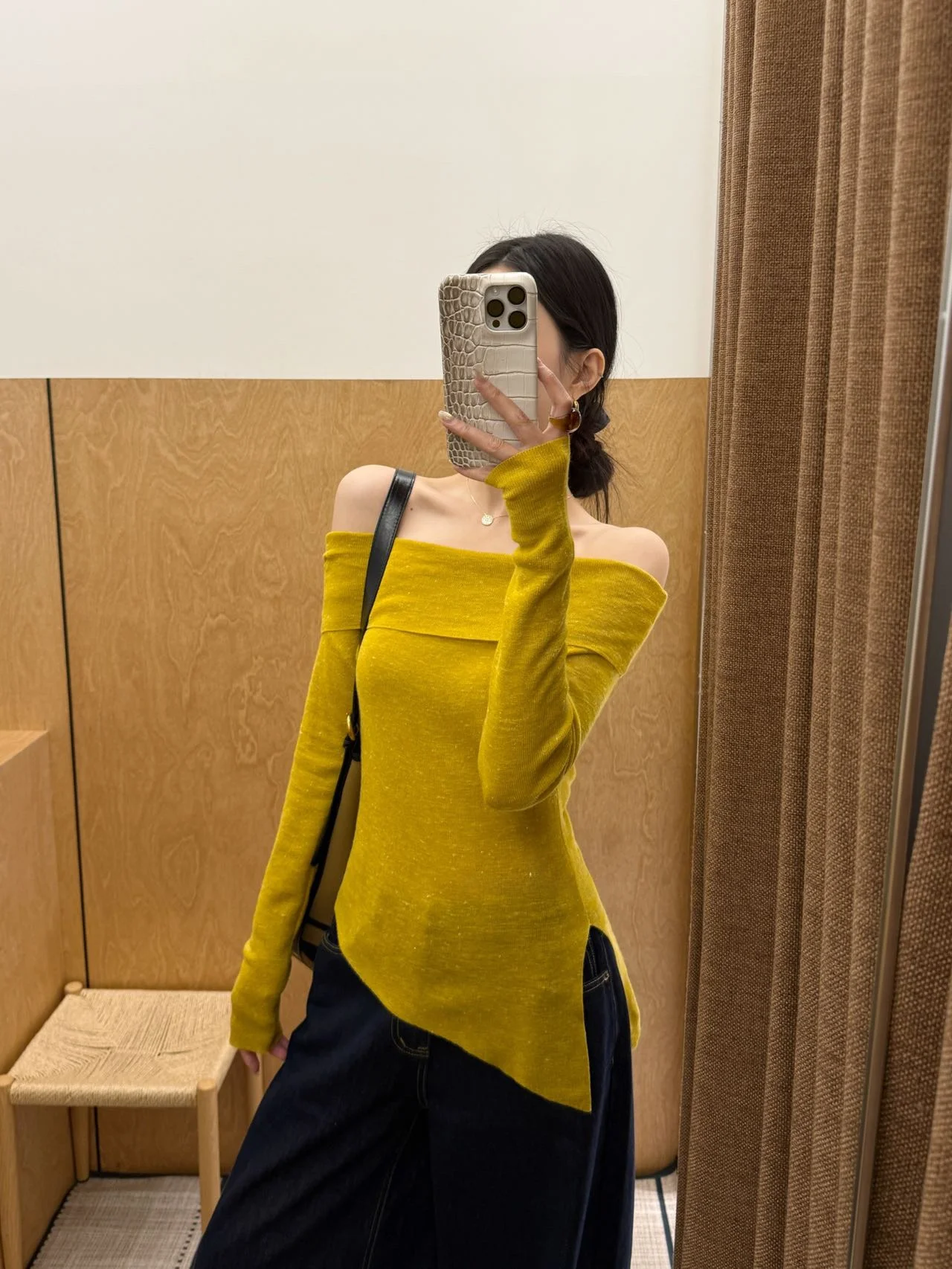 

Весенний трикотажный топ в корейском стиле с одним открытым плечом, модный, облегающий, универсальный, дышащий, для женщин