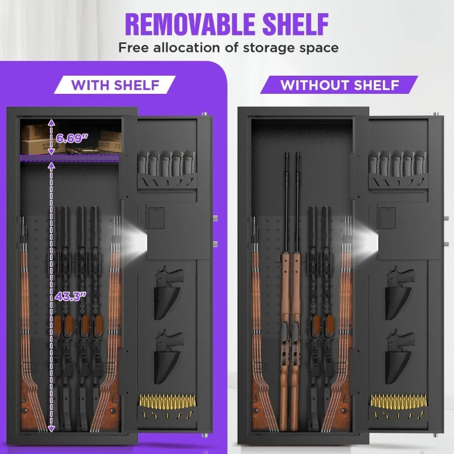 1015Gun Capacity Rifle Safe with Quick Access Digital Keypad for Home Security: AntiTheft and AntiPry Design Featuring Adjustab