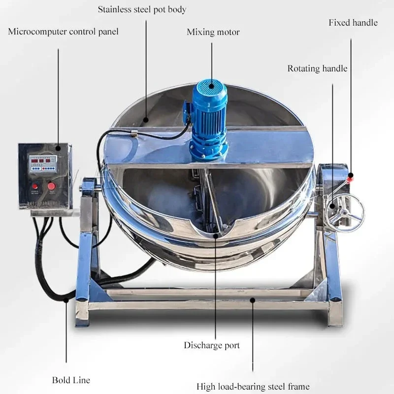 300 Liters Cooking Pot Milk Jacketed Pot Double Jacket Stainless Steel Mixing Electric Heating