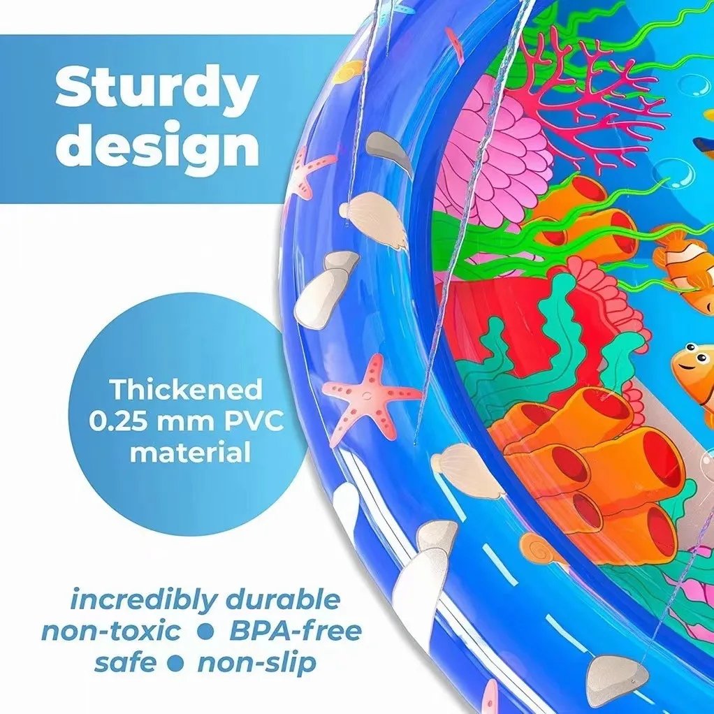 Juguetes inflables de juego con pulverizador de agua para niños, juguetes de piscina al aire libre con estampado de animales