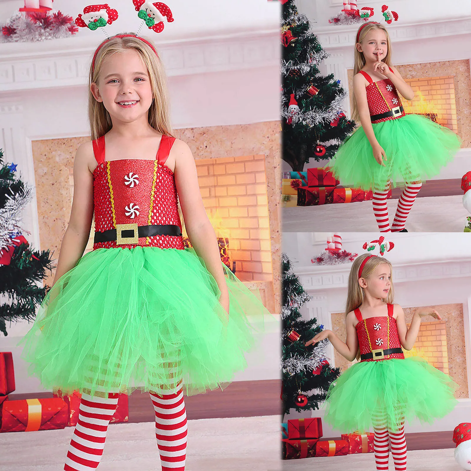 New Cosplay Christmas Costume Kids Princess Dresses Girls Snowman Dress Up Tutu Children\'s Holiday Show Clothes 3-12 Years Old