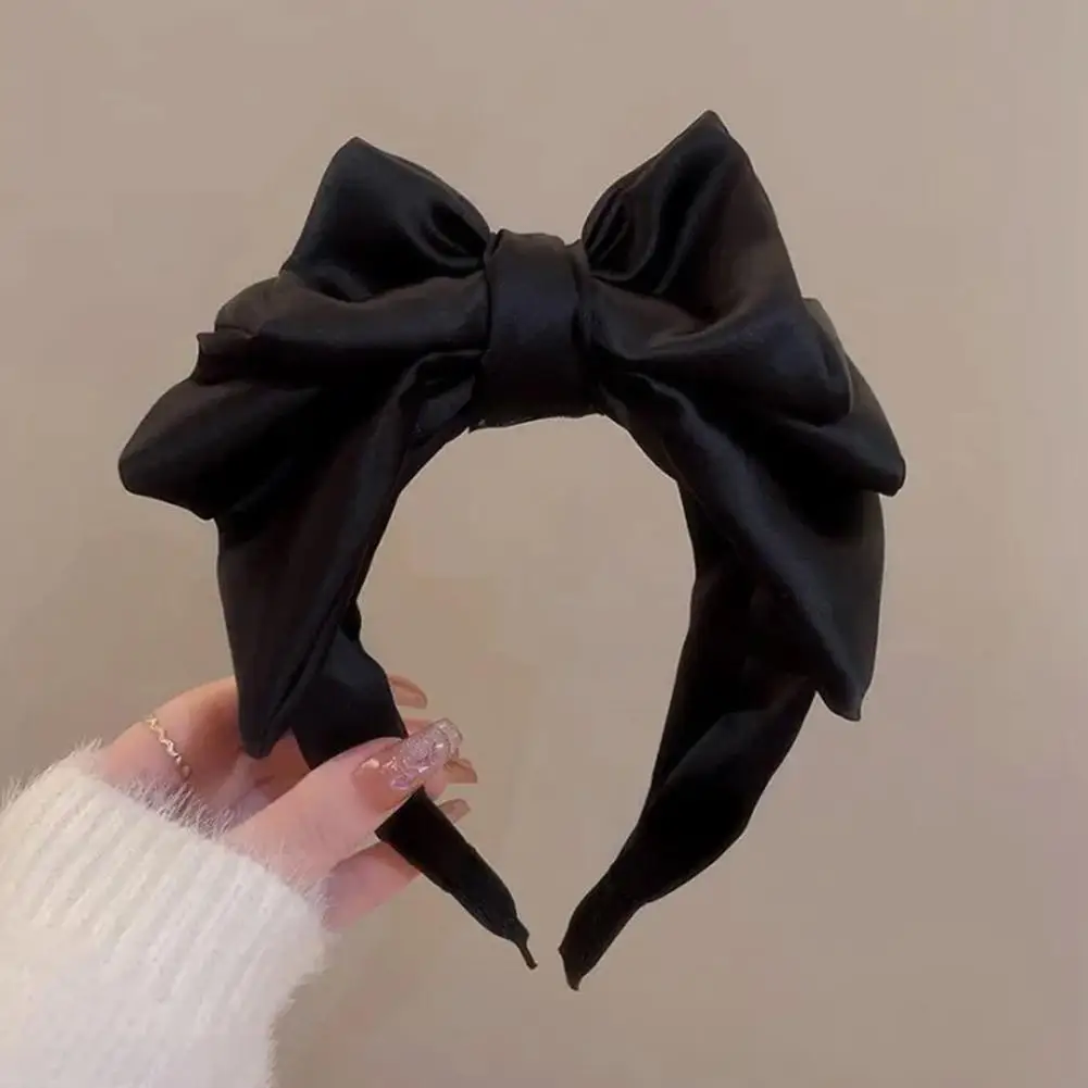 Fotografia 7: Doce preto arco nó hairband temperamento elegante bandana para mulheres estilo coreano moda cocar meninas acessórios de cabelo