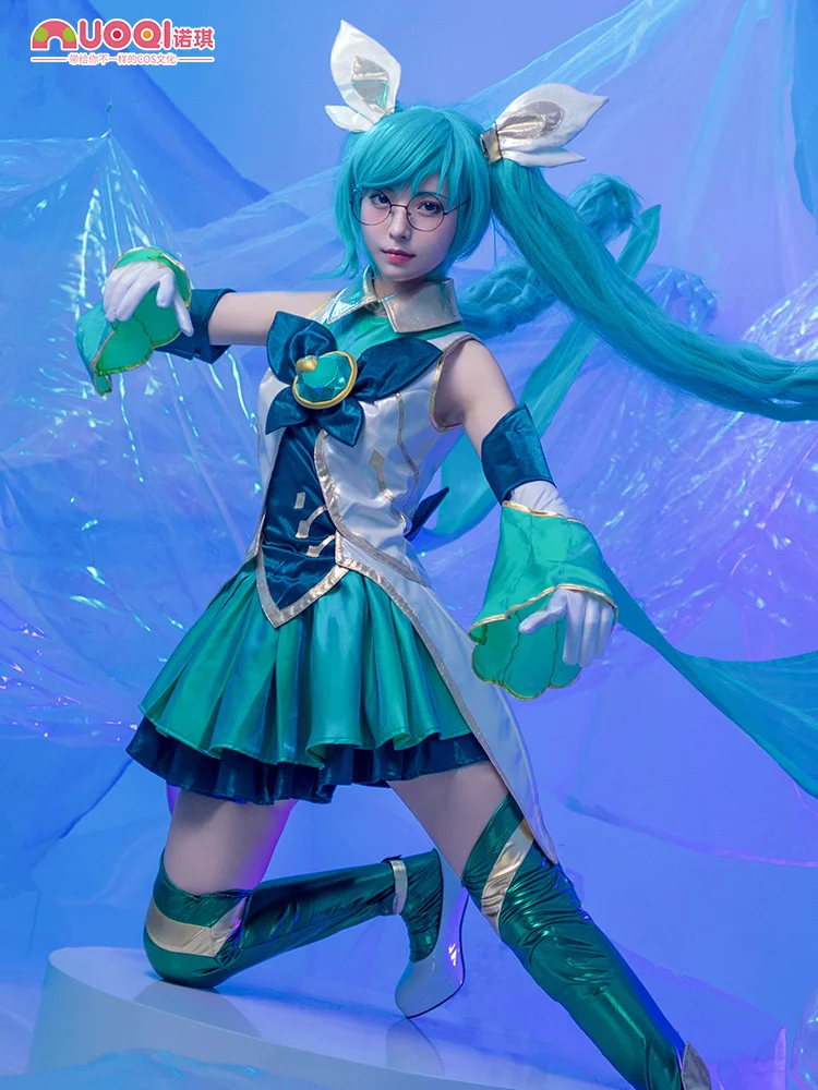 LOL Star Guardian Sona Cosplay Costume Game LOL Sona Costume Halloween Outfit Full Set LOL Character Green Cos Costume