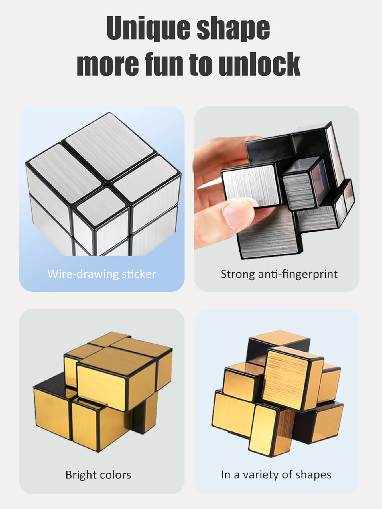 SENGSO Mirror Magic Cube 2x2 Golden Silver Magic Cubo อาชีพปริศนา 2x2x2 ความเร็ว Cube สําหรับของเล่นเด็ก