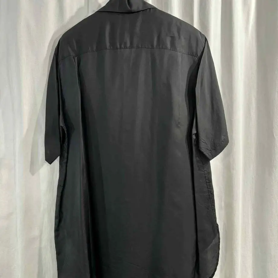 TOP-YAMAMOTO ® Neutral casual style short-sleeved shirt for men and women, loose and minimalist black lapel shirt