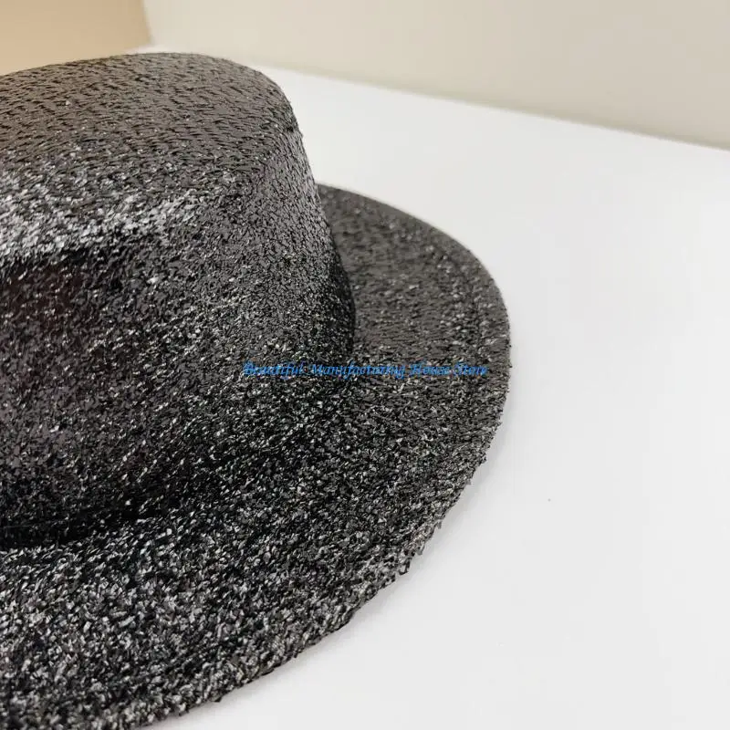 قبعة نادي بنما E56A قبعة لامعة لامعة لحفلات الكوكتيل في ديسكو هاوس