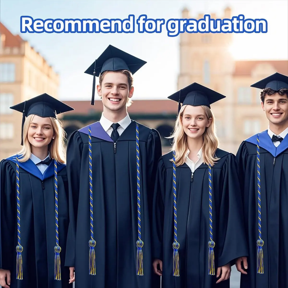 N14R Top 20 Pcs Graduation Cords, Cords with Tassel for Bachelor,Master, Doctor Graduation Ceremonies Gold and Blue