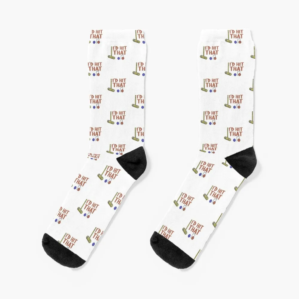 Croquet I'd Hit That Mallet and Balls Socks valentine gift ideas golf Socks Female Men's