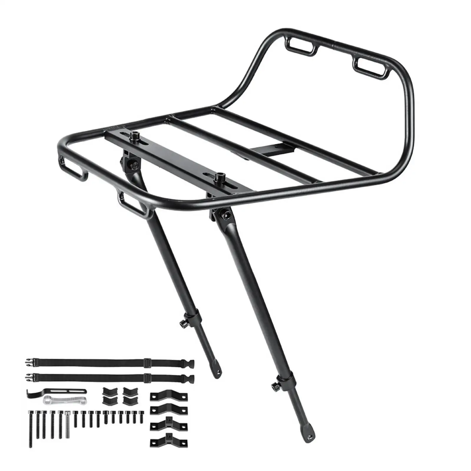 Full Suspension E Bike Front Rack Compatible Cargo Carrier Sturdy Metal Frame for Long Distance Cycling Equipment Storage