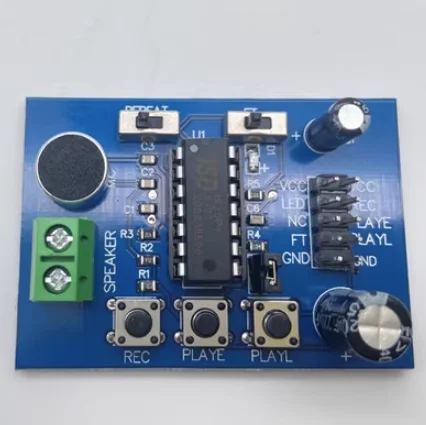 

Blue PCB version ISD1820 voice board voice module recording and playback module (onboard microphone)