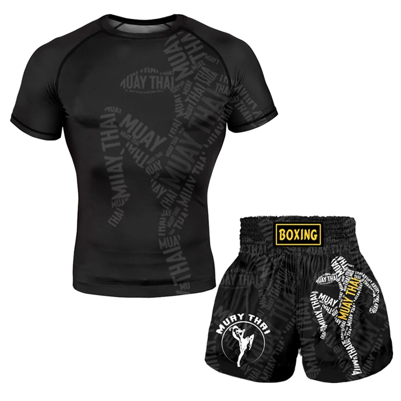 Custom Muay Thai Shorts Men Women Professional Competition Training Pants MMA Bjj Printed Fitness Sportswear T Shirt Boxing Suit