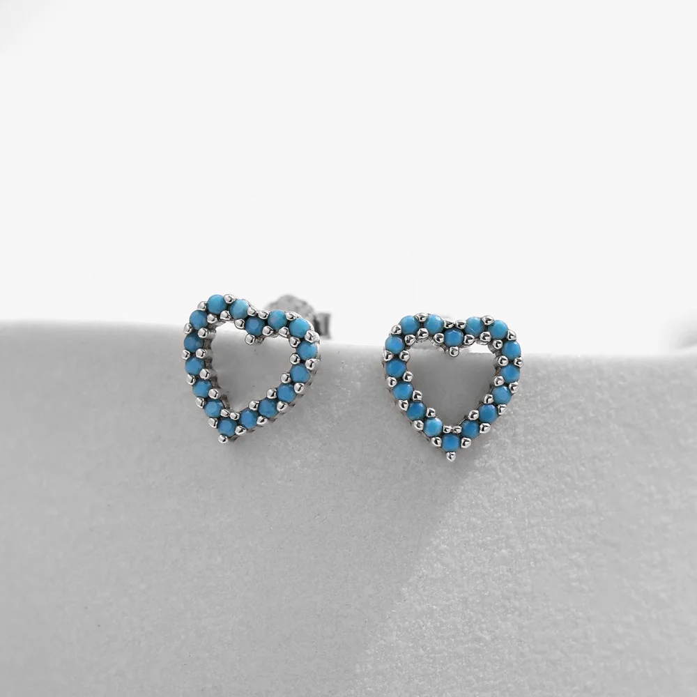 

Heart Turquoise Earrings S925 Sterling Silver Turquoise Hollow Love Earring