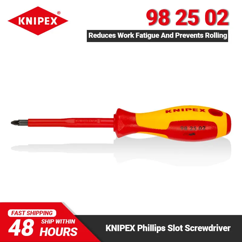 KNIPEX 98 25 02 Screwdriver 212mm Length Insulated No-Slipping Screwdriver for Cross Recessed Screws Precision Craftsmanship