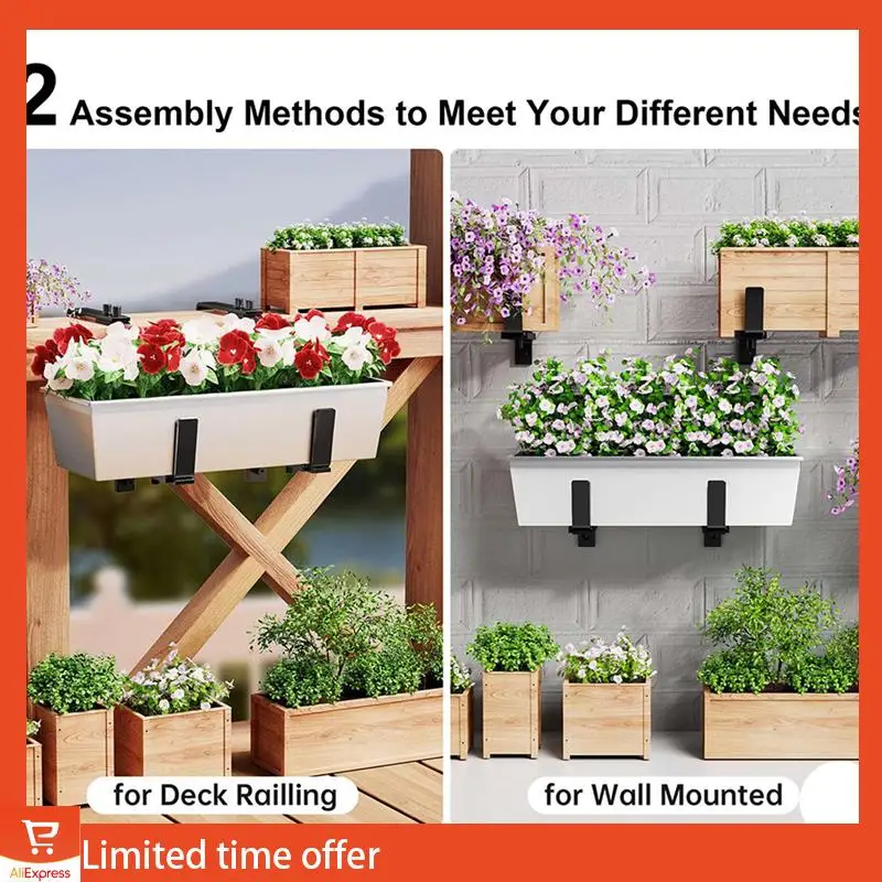 Fresh 4PCS Adjustable Planter Box Bracket (6 To 12.5 Inches) For Flower Box Holders, Window Boxes Plantershooks, Wall