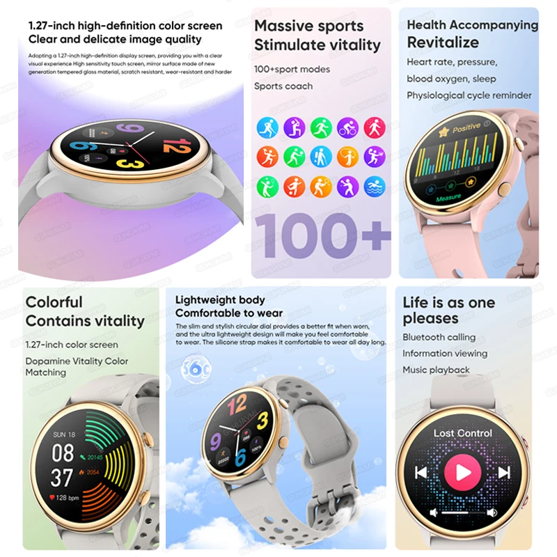 2024 New Bluetooth Call Women Smart Watch GPS Tracker Heart Rate Blood Pressure Monitoring Waterproof Smartwatch For Android I